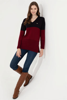 Женский темно-синий свитер с v-образным вырезом Неожиданная скидка в корзине