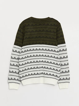 Bisiklet Yaka Desenli Uzun Kollu Erkek ?ocuk Triko Kazak - Waikiki фото 2