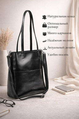 Женская кожаная сумка шоппер 9397 Блек