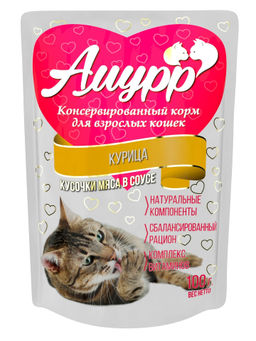 Амурр пауч 100 г. д\кош.в соусе Курица 4640021010013  фото 2