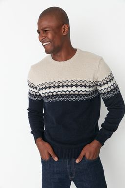 TRENDYOL MAN Antrasit Slim Fit Yunlu Bisiklet Yaka Panel Jakarl? Triko Kazak TMNAW21KZ0738 - Trendyolmilla фото 12