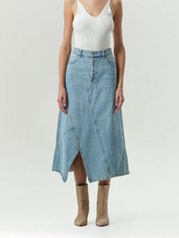 ЕМКА / Джинсовая юбка миди косого кроя - Emka фото 3