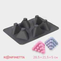 Форма для выпечки и муссовых десертов KONFINETTA Рафаэль, силикон, 28,5?21,5?5 см, 6 ячеек (7?4,9 см), цвет серый