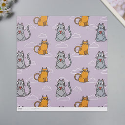 Бумага для скрапбукинга «Котики», плотность 180 г, набор 5 шт., 30.5×32 см
