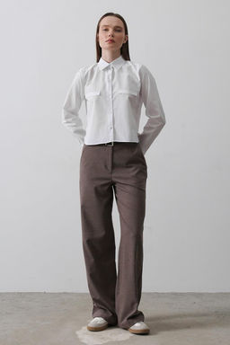 Kahverengi Kemerli Wide Leg/Genis Paca Pantolon TWOAW26PL00107 - Trendyolmilla фото 2