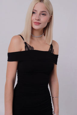 Платье вечернее чёрное с вырезом кармен - Martichelli фото 5