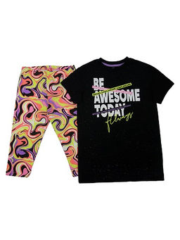 CRB wear/CSJG 90104-22-322 Комплект для девочки (платье типа туника, бриджи),черный/Ex.Cherubino  фото 2