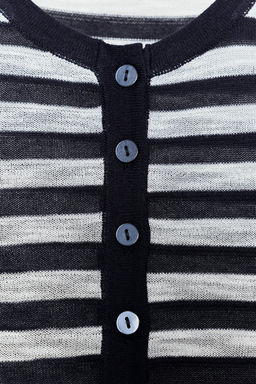 JERSEY RAYAS BOTONES / Marino / Blanco - Zara фото 8