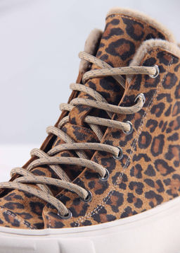 Ботинки 217.PODYUM151be. коричневый леопард замша/Шерсть