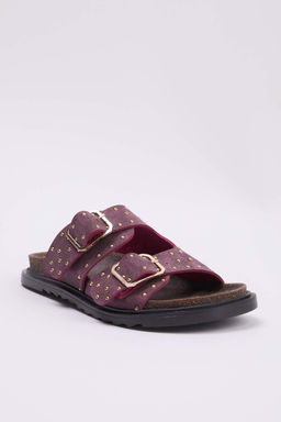 Bordo Nubuk Trok Detayl? Kad?n Terlik TAKSS26TE00001 - Trendyolmilla фото 5