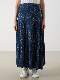 Beli Lastikli ?i?ekli Kad?n Etek