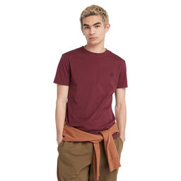 Футболка Timberland T-Shirt Dunstan River Jersey Crew Neck Slim бордовая  фото 3