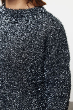 Antrasit Y?lbas? Temal? Simli Triko Kazak TWOAW25KZ00171 - Trendyolmilla фото 4