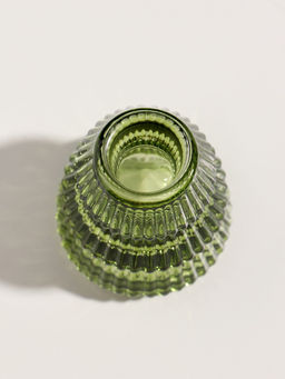 Стеклянный подсвечник на 1 свечу Ёлочка гофре, зелёный, d=2.2 см, 6.3?6.3?8 см