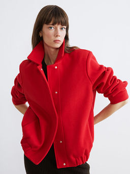 Polo Yaka Kad?n Bomber Ka?e Ceket