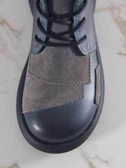 Ботинки EDART 305.927 bl. Вакса черная+серый замок замша/байка - Ed'art фото 3