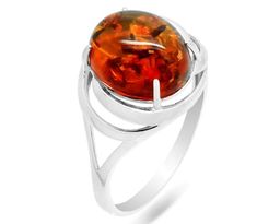 Кольцо из серебра янтарь, КП89