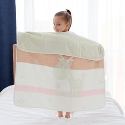 Полотенце детское Крошка Я Оленёнок 95х1005 см, цвет зелёный, 100% хлопок, 280 г/м2  фото 6