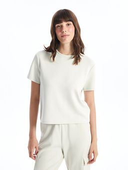 Bisiklet Yaka D?z K?sa Kollu Kad?n Ti??rt