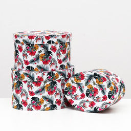 Набор овальных коробок 3 в 1 Разноцветные цветы, 27 x 21.6 x 15.3 - 21 x 15.2 x 12