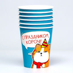 Стакан бумажный С праздником, набор 6 шт, 250 мл - Страна карнавалия фото 2