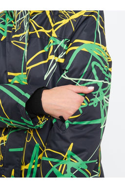 Акция -10%!!! М-155 Костюм зимний женский Принт черно/зеленый