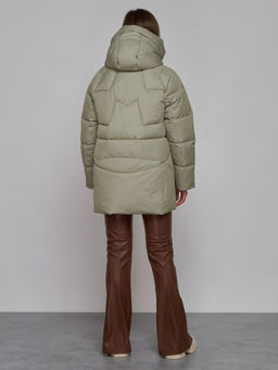 Зимняя женская куртка модная с капюшоном светло-зеленого цвета 52362ZS - HULDLUCK фото 5