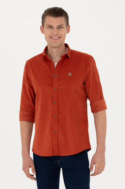 U. S. Polo Assn / Мужская рубашка с длинным рукавом кирпичного цвета - U.s. polo assn фото 15