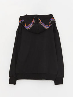 Bask?l? Uzun Kollu Erkek ?ocuk Hoodie - Waikiki фото 3