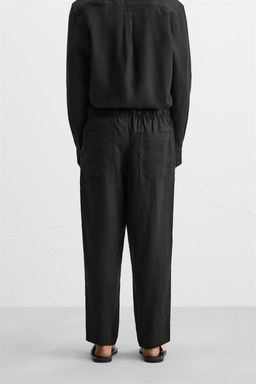 ZARA %100 KETEN ELAST?K BELL? PANTOLON  фото 16