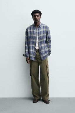 CAMISA 100% LINO CUADROS / Azules
