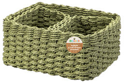 Набор 3 плетеных корзин 1 корзинка 28*22*14 см, 2 корзинки 18*14*11 см, зеленый - Elan gallery фото 7