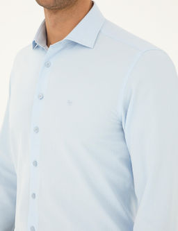 Рубашка Pierre Cardin Slim Fit светло-голубая с длинным рукавом