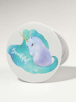 Зеркало складное «Единороги», d=7.5 см, белое, бирюзовое