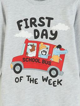 Bisiklet Yaka Bask?l? Erkek ?ocuk Pijama ?st