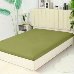 Простыня из сатина гладкокрашенного на резинке - Олива 160х200х20