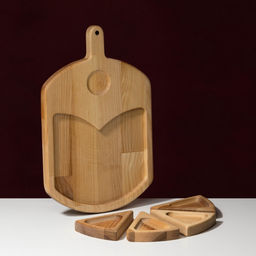 Подарочный набор посуды Adelica «Сырная мозаика», доска разделочная 35×22 см, менажницы 4 шт., 12.5×9 см, дерево берёза