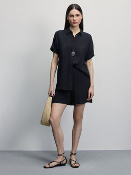 Рубашка с коротким рукавом из вискозы / Zarina  фото 2