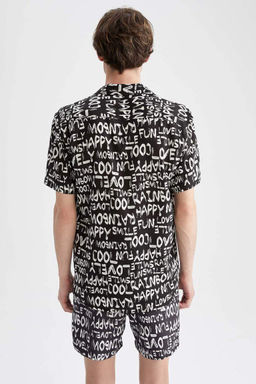 Гавайская рубашка из вискозы обычного кроя с принтом и короткими рукавами - Defacto фото 6