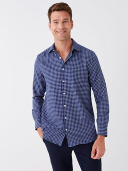 Regular Fit Uzun Kollu Ekose Gabardin Erkek G?mlek