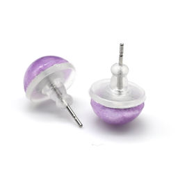 Серьги гвоздики (пусеты) аметист имитация 9-10мм.