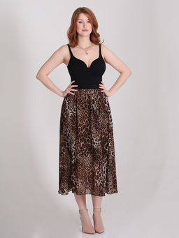 Юбка леопардовая длинная на резинке летняя - Almond фото 8