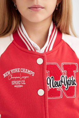 Бомбер с вышитым воротником для девочек, толстый кардиган на мягкой подкладке - Defacto фото 7