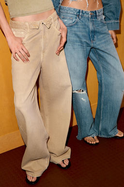 JEANS CINTURA DOBLADA TRF TIRO MEDIO / Tostado - Zara фото 14