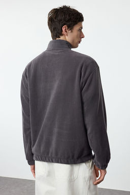 TRENDYOL MAN Antrasit Oversize/Genis Kesim Dik Yaka Anti-Pilling S?cak Tutan/Polar Sweatshirt TMNAW25SW00022 - Trendyolmilla фото 5