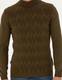 Haki Slim Fit Yar_m Bal_k__ Yaka Triko Kazak - Pierre cardin фото 6