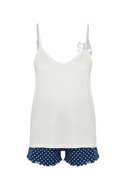 Trendyolmilla Mavi Cicekli Kurdele/Fiyonklu Ip Ask?l? Sortlu Orme Pijama Tak?m? THMSS24PT00320  фото 14