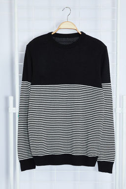 TRENDYOL MAN Siyah Slim Dar Kesim Bisiklet Yaka Cizgili Triko Kazak TMNAW21KZ0557 - Trendyolmilla фото 19