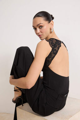 Siyah Dantel Detayl? S?rt Dekolteli Orme Body TPRSS26BD00011