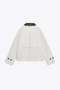 LEATHER EFFECT COLLAR SHORT TRENCH COAT ZW COLLECTION